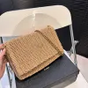 Women Raffias Designers Bag Fashion Metal Stain Handbag Beacs Weave Bags Luxury Mens Wallets Envelope Crossbody Clutch Straw Beach Counter Bag