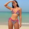 2024 New Swimsuit Womens Backless Sexy Three Point Bikini Huludao Ins Style Swimsuit Bikini TN9R