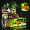 rium fish tank artificial landscape rockery water fountain with ball ornaments living room desktop lucky home bar decoration Y2009266G