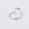 Cluster Rings 925 Sterling Silver Plant Open Ring For Woman Girl Simple Branch Drop Glaze Leaf Design Jewelry Party Gift
