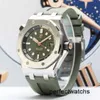 Montre AP de loisirs haut de gamme 15720 Royal Oak Offshore Series Calibre 42 Cadran vert armée en acier de précision Montre mécanique automatique pour homme