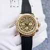 Heren automatisch mechanisch horloge diamanten ring klassieke stijl 40 mm rubberen band roestvrijstalen wijzerplaat diamanten gezicht horloge saffier super helder horloge directe verkoop