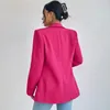 Moda primavera traf jaqueta feminina 25 34 sólido poliéster algodão não estiramento manga longa senhora do escritório blazers em outerwears 240228