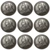 Ensemble complet de 9 pièces artisanales reine Victoria de grande-bretagne, 1 florin plaqué argent, pièces de copie, matrices métalliques, fabrication 1893 – 1901, 2680