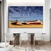 Moderno di Grandi Dimensioni Paesaggio Poster Wall Art Tela Pittura Barca Spiaggia Immagine Stampa HD Per Soggiorno camera Da Letto Decorazione264E