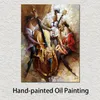Musikalisk jazzoljemålning abstrakt handmålade lady konstverk målningar bild för vardagsrum väggdekor2442