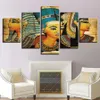 Vintage Pictures Canvas Printed Poster 5 Panel Pharaoh Of Ancient Egypt Paintings Home Decor For Living Room Artwork Wall Art T200227r