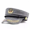 Basker vintage varm hatt män kvinnor höst vinter platt militär kapten justerbar sjöman mössor marin cap hattar