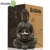 Buddha Buddha Statua Decor Decor Decor Buddha Tealight Holder Zen Figurines Dekoracja pomieszczenia Budas Candle Holder Garden Sculpture 23572