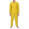 Heren nachtkleding bananenprint pyjamaset lente groen geel slaap unisex tweedelige casual oversized grafische nachtkleding verjaardagscadeau