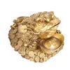 Ja Lucky Feng Shui Mässing Three Legged Frog Toad Blessing Attrahing Wealth Money Metal Staty Figurine Home Decoration Gift1295V