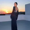 Chic Women Sexy Backless Long Dress Club Party Night Bohemian Beach Holiday Bikini Cover-Ups Dress Sun Protection Bodycon 240311