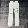 ジーンズパープルデザイナーje ksubi je slim fit pants brand jnco je hole new style je embroidery self cultive leate small feetファッションデニム3 2