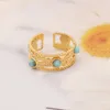 Jóias turquesa aço inoxidável moda ins anel feminino elegância luz luxo handpiece r103