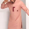 Men's Tracksuits Kaftan Pink Wedding Suit Pockets Tops Pants African Ethnic Taditional Clothing Outfits Kaunda Suits Fashionable 2PCS Set