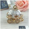 Party Favor New Gold Plated Alloy Askepott Pumpkin Carriage Keychain Key Chain Favors and Gifts Souvenirs W9962 Drop Delivery Home G DHXD1