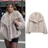Vestes pour femmes manteau en fausse fourrure automne hiver 2024 manteaux et mélanges de laine en peluche vêtements d'extérieur à la mode à manches longues chaud