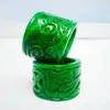 Myanmar jade green monarch pull that full color dry green Citroen raw jade carved ring for men and women287Z