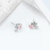 Dingle örhängen koreansk modeuttalande stud temperament enkelt blommor dubbelsidig för kvinnliga smycken tillbehör