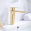 Bathroom Sink Faucets Light Luxury Matte Wire Drawing Gold Face Basin Faucet Cold And Platform Deck Mounted Single Handle