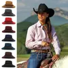 Berretti Uomo Donna Cappelli da cowboy occidentali in lana Cappelli da sole a tesa larga Viaggi da viaggio Sombrero Cappellini da esterno Classico retrò Taglia USA 7 1/4 UK L