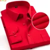 明るい赤の長袖シャツメンズシングルブレストスクエアカラーシャツビジネス /ウェディング /パーティーカジュアルシャツブルーホワイト6XL 240307