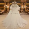 Fairytale Pearls Wedding Dress 2024 Sexiga spaghettiremmar Boho Bride Dress Elegant A Line Tulle golvlängd Country Garden Boda Vestios Novia Robes de Mariee 2024