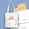 Bolsa feminina dos desenhos animados cinnamoroll kuromiins pequena bolsa de lona fresca um ombro portátil saco de moda simples