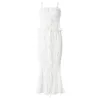 Lässige Kleider für Damen, gestuftes Rüschen-Maxirock-Outfit, Bandage, gerüschtes Leibchen und elastisches langes Y2K-2-teiliges Set