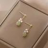 Dangle Boucles D'oreilles Mode Gland Vert Cristal Perle Goutte Boucle D'oreille Pour Femmes Filles Fête De Mariage À La Mode Chinois Vintage Perle Bijoux Eh164