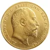 Wielka Brytania Rzadko 1908 Moneta Brytyjska King Edward VII 1 Suweren Matt 24-K Gold Plated Copy Monety 262O