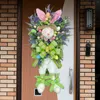 Decorative Flowers Easter Egg Wreath Greenery Leaves For Front Door With Colorful Eggs Indoor Bedroom Home Living Room