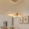 Pendant Lamps Modern Janpanese Style Wooden Led Chandelier Rectangular Wood Lights Fixtures For Living Room Dining