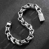 Bangle Fongten Vintage Square Charm Bracelets For Men Stainless Steel Silver Color Link Chain Totems Wrist Bangles Male Jewelry ldd240312