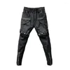 Pantaloni da uomo Tasca nera con cerniera Cargo Motociclista Moda Avant-Garde Techwear Style Uomo e donna Casual Tappered