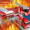 Sand Play Water Fun Ladder Firetruck Fire Truck Firemen Car Spray Water Gun Music Light Sam Fire-fighting Engineering Engine Vehicle Model Toys Gift L240312