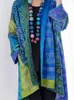 Cardigan tricoté en coton et lin pour femme, ample, style ethnique, imprimé, grande taille, manteau à manches longues, pull rétro, automne hiver