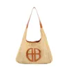 Художественная тканая трава во французском стиле, пляжная сумка на одно плечо с диагональным крестом и контрастными цветами, модная ручная работа 240312