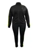 LW grande taille deux pièces ensembles rayé kangourou poche survêtement ensemble femme 2 pièces automne femme Jogging sport costume 240315