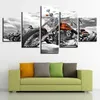キャンバス写真ポスターモジュラープリントウォールアート5ピースオートバイの黒と白の絵画装飾リビングルームまたはベッドルームノーフレーム2994