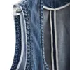 Женские жилеты в стиле Харадзюку, женский синий джинсовый жилет, универсальная однобортная куртка без рукавов в стиле ретро, повседневные свободные джинсы с карманами
