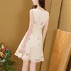 Casual Dresses Office Lady Fashion Butterfly Printed Sleeveless Sundress Female Clothing All-match Round Neck Summer A-Line Midi Dress