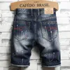Mode Graffiti Ripped Heren jean shorts Patch Raggedy Vijf cent Bedelaar Denim Broek Hoge Kwaliteit Merk Jeans Mannen Kleding 240227