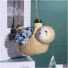 Planters Pots Ceramic Sloth Hanging Succent Planter Cute Animal Small Plant Pot For Cactus Air Plants Flowers Herbs Garden Decorat Dhla0