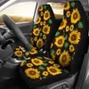 Housses de siège de voiture tournesols fleurs florales paire noire 2 couverture avant pour accès de protection