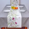 テーブルクロススプリングフローラルリネンランナードレッサースカーフ装飾農家ダイニングホリデーパーティーの装飾