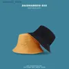 Szerokie brzegowe czapki wiadra czapki odwracalne bawełniane kubełko dwustronne unisex proste bob hap hip-hop hap hat męskie panama hat hat hat fishing boonie sunhat Q240312