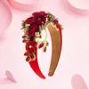Bandanas Blume Faux Pearl Stirnband Retro luxuriöser Vintage Luxus Frauenhaarief mit gefälschten Blumen Perlen Strass