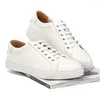 Casual schoenen Echt leer Heren Witte platte Lichtgewicht sneakers Ademend Sport voor Tenis Zapatillas Hombre