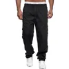 Calças masculinas Mens Cargo Pant Primavera Outono Cor Sólida Calças Retas Finas Sports Jogger Sweatpant Harajuku Streetwear Bolsos Soltos